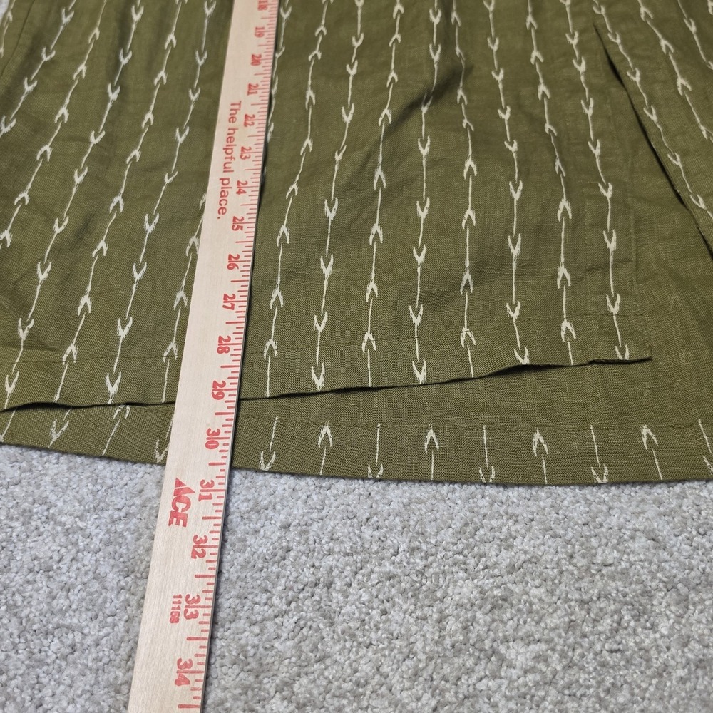Garnet Hill Kona 100% Linen Patterned Skirt Women's Sz L Green/Brown Boho Artsy - Picture 9 of 10